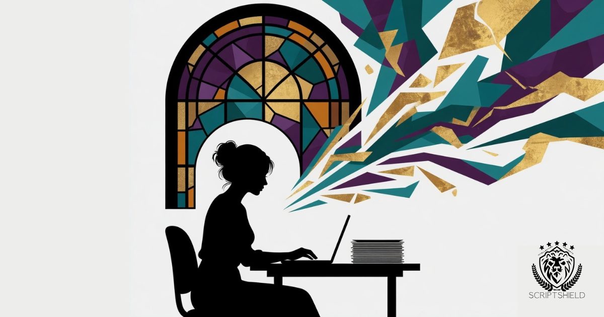 A creator at her desk late at night, the moment an idea arrives
